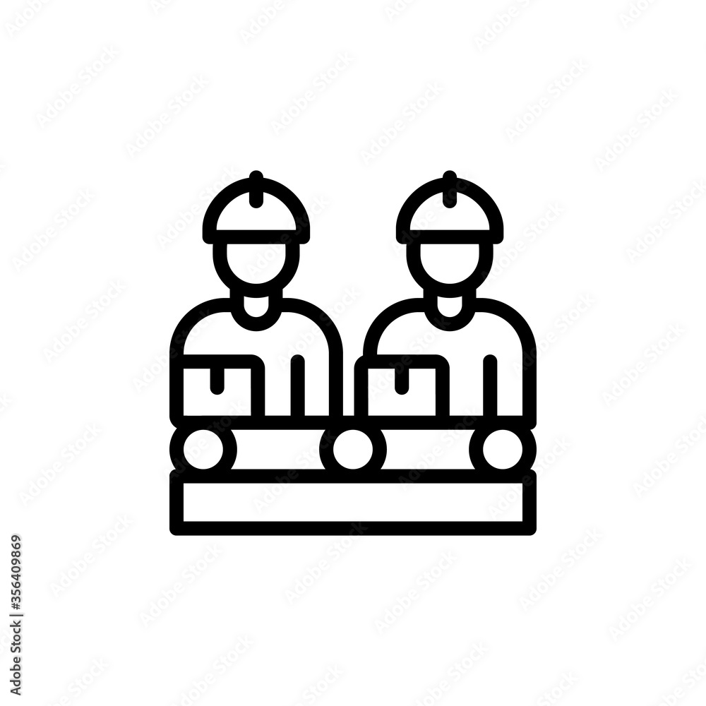 Poster workers, manufacturing icon. simple line, outline vector elements of production icons for ui and ux,