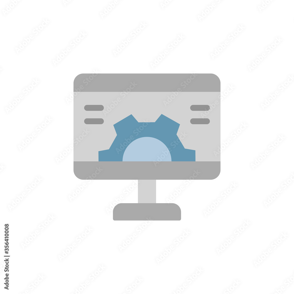 Poster control panel, computer, gear icon. simple color vector elements of production icons for ui and ux, 