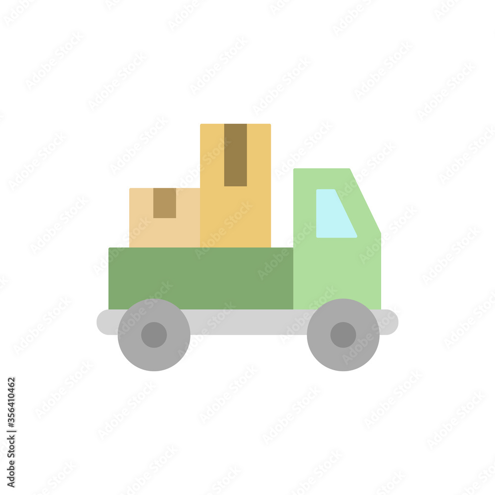 Poster delivery truck, manufacturing icon. simple color vector elements of production icons for ui and ux, 