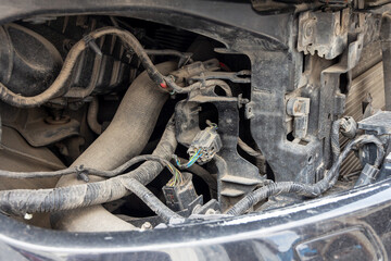 Disassembled car headlight