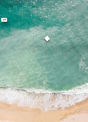 Aerial view of  beautiful clear beach. Sea Aerial view.