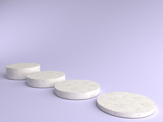 3D Render of Abstract violet Composition with Podium. Minimal Studio with Round Pedestal. Pedestal can be used for advertising, Isolated on violet background, Showcase, Product Presentation.
