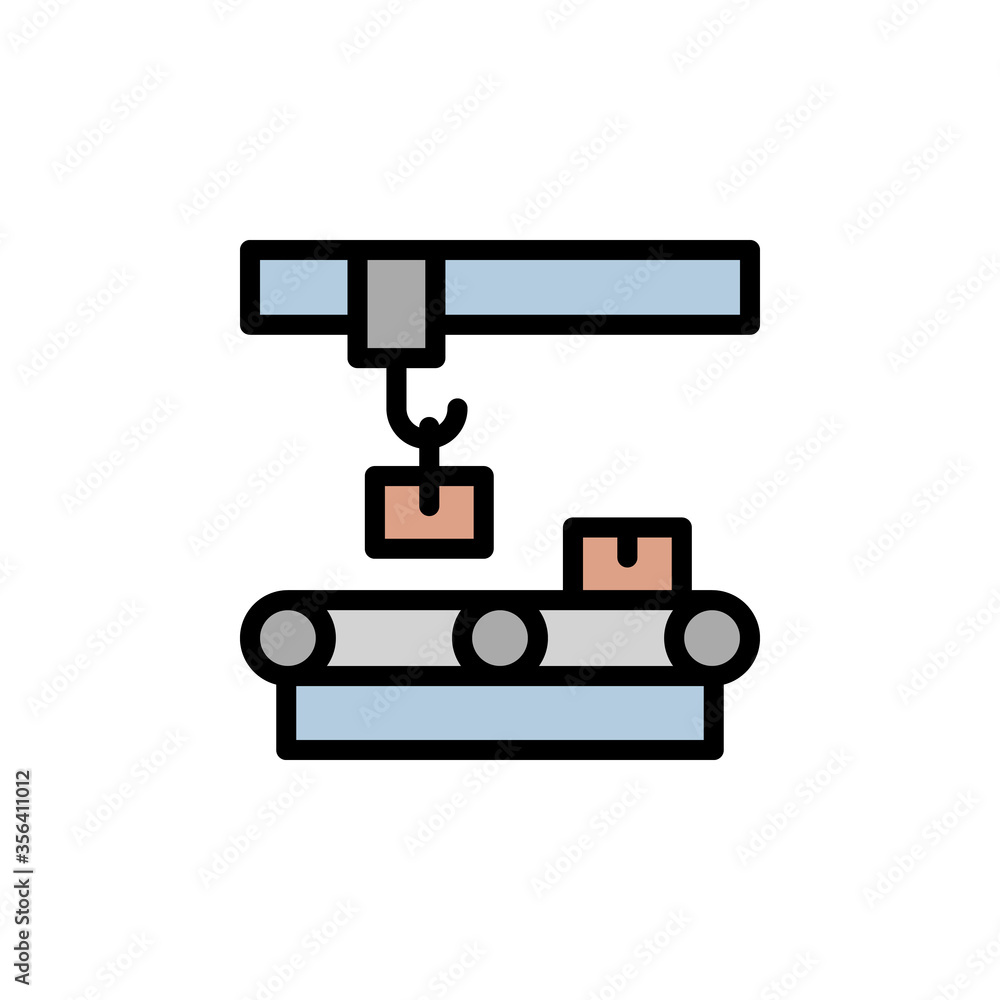 Aufkleber assembly line, manufacturing icon. simple color with outline vector elements of production icons for