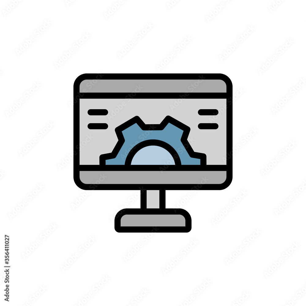 Poster control panel, computer, gear icon. simple color with outline vector elements of production icons fo