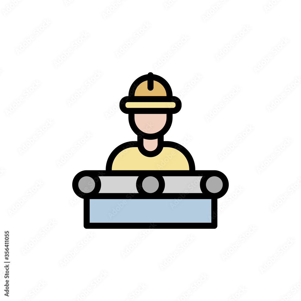 Poster worker, manufacturing icon. simple color with outline vector elements of production icons for ui and