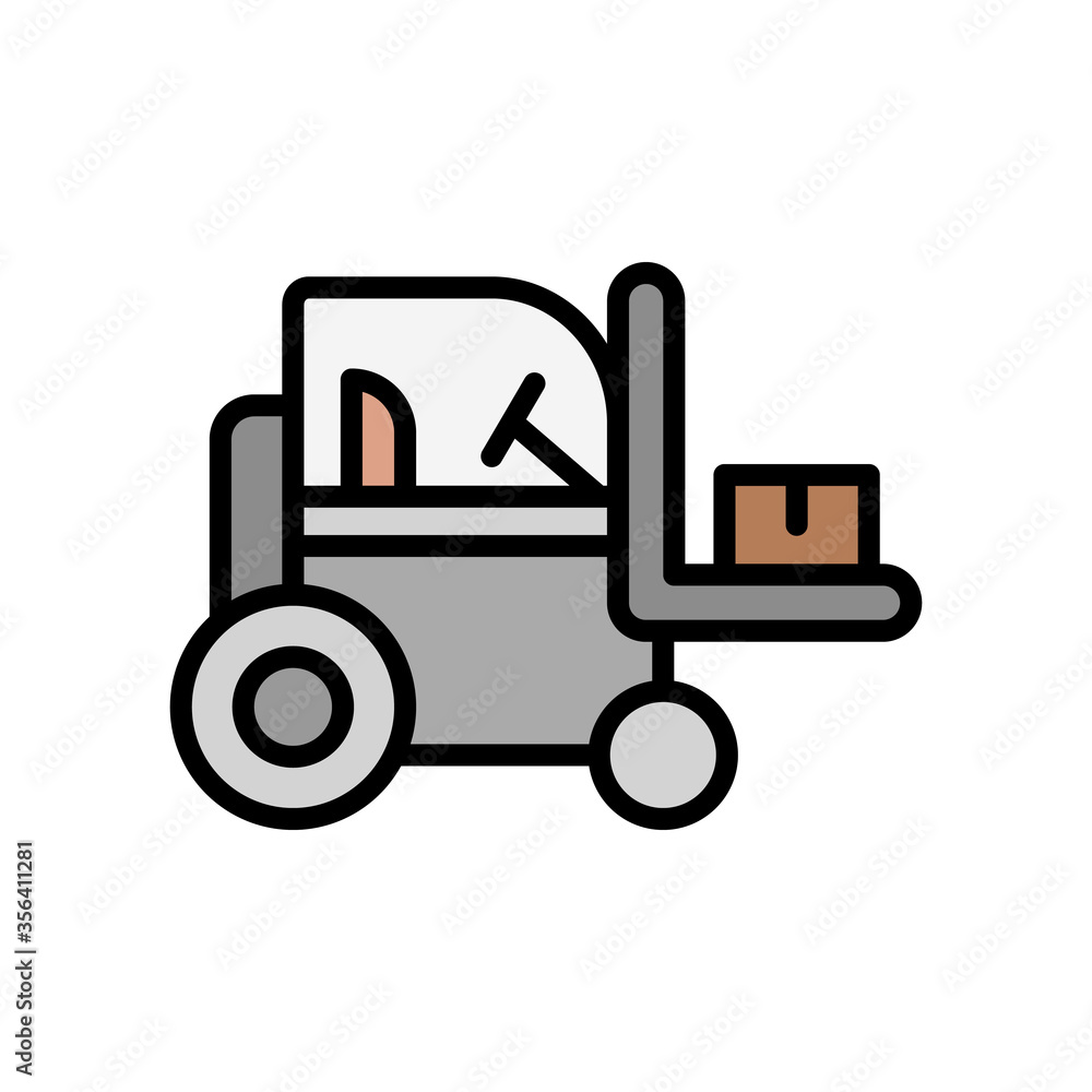 Aufkleber forklift, manufacturing icon. simple color with outline vector elements of production icons for ui a