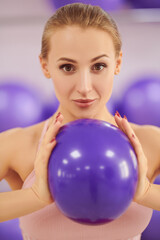 Fototapeta premium girl with gymnastic ball