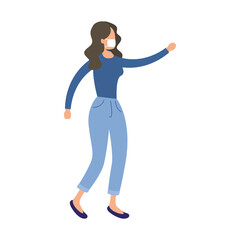 young woman wearing medical mask character