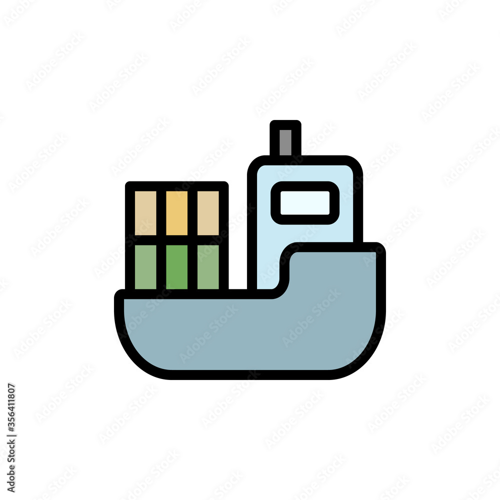 Poster cargo boat, manufacturing icon. simple color with outline vector elements of production icons for ui