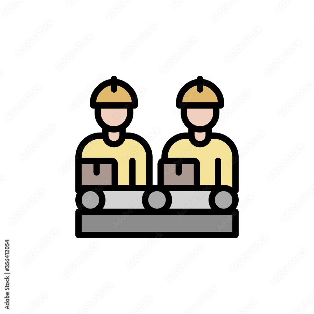 Poster workers, manufacturing icon. simple color with outline vector elements of production icons for ui an