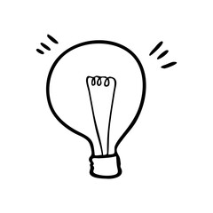 Doodle illustration of a light bulb isolated on a white background. Vector illustration in the Doodle style. Sign of a light bulb or idea.