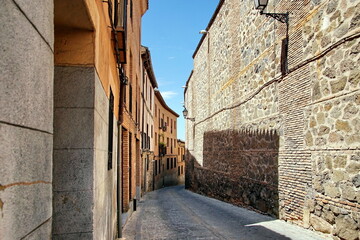 Street of the old town in the center of Toledo. Spain.