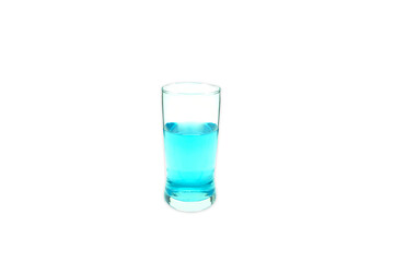 Blue water in glass isolated on a white