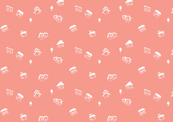 一戸建ての家の柄のパターン背景　赤色