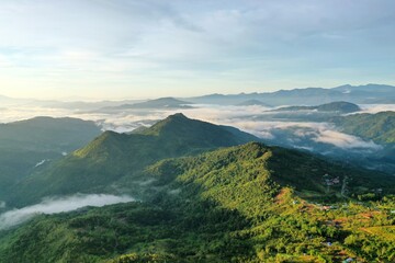 Low clouds at Borneo forest.