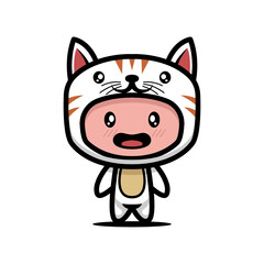 Cute cat costume animal design illustration template vector