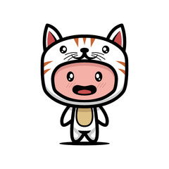 Cute cat costume animal design illustration template vector