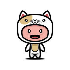 Cute cat costume animal design illustration template vector