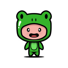 Cute frog costume animal design illustration template vector