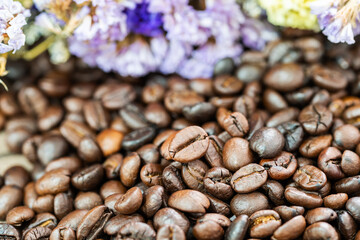 Roasted coffee beans heap