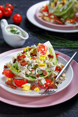 iceberg wedge salad on plates, top view