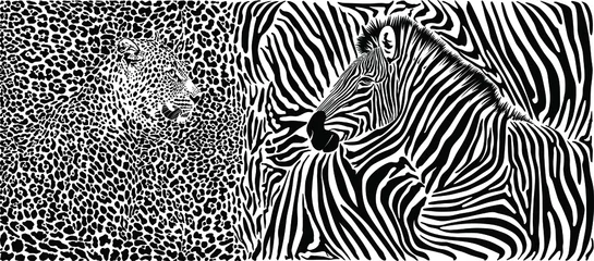 Zebra- und Leopardenhautmuster mit Köpfen © gepard