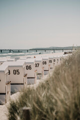 Europe, Germany, Mecklenburg-Vorpommern, Usedom, Zinnowitz, Seebrücke, Strandkörbe