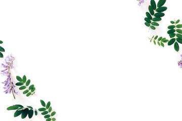 Beautiful twigs of plants stand in the corners