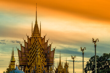 The background of religious attractions in Phitsanulok Province (Wat Chan Tawan Tok) has a...