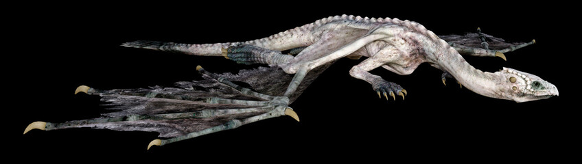 3D Rendering Fairy Tale Dragon on Black