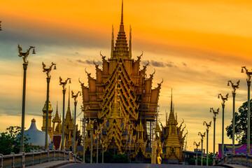 The background of religious attractions in Phitsanulok Province (Wat Chan Tawan Tok) has a...