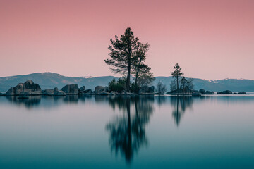 sunrise over lake bled