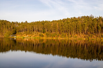 Fototapeta premium Fantastic river landscape, beautiful water mirror, Viseu, Portugal