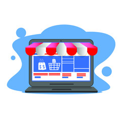 online shopping cart icon on internet button