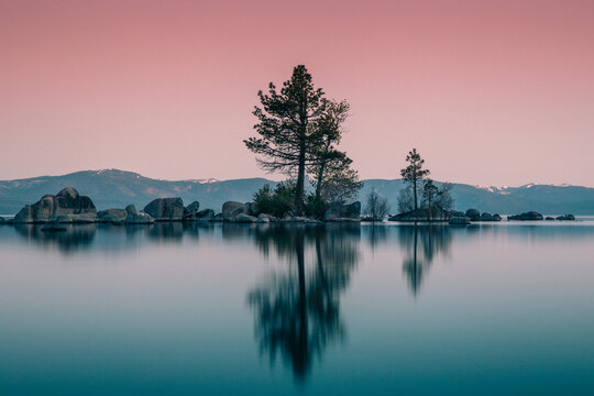 sunrise over lake bled