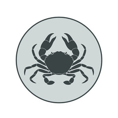 Crab graphic icon. Sea crab sign in the circle isolated on white background. Vector illustration