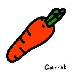 黒いろの縁取りの人参の手書き風ベクターイラスト