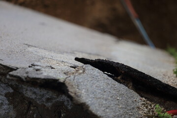 the collapsed bridge and the asphalt destroyed by the storm in San Giorgio A Liri