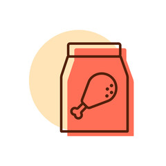 Paper bag with food vector icon. Leg chicken sign