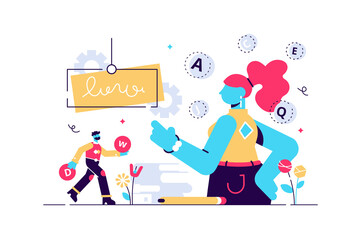 Vocabulary vector illustration. Flat tiny 