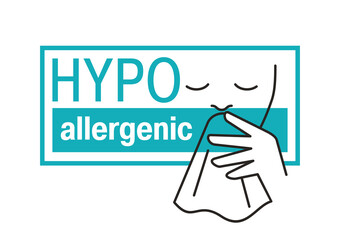 Hypoallergenic tested sign icon. Human (allergic person) blown out - hypoallergenic package warning label or dermatology test sign - flat vector sticker