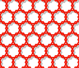 Seamless vintage pattern. Ethnic textured background from asia & east. Interlocking hexagonal shapes. Interweaving hexagonal form. Interlacement grid. Endless network. Infinite tracery template