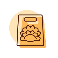 Fast food delivery take away paper bag icon.