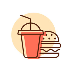 Burger with soft drink vector icon