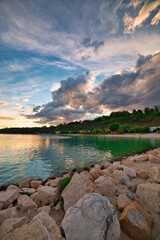 Beautiful sunset and clouds on the beach in Varna, Bulgaria