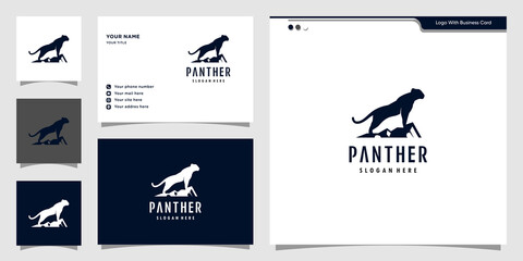 Black panther logo illustration. strong, black, power, wild, Premium Vector © mlangsen