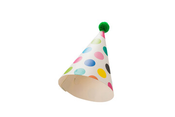 Colorful birthday cap isolated on white