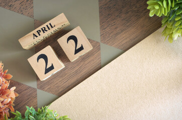 April 22, Number cube design in natural concept.