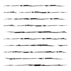 Brush Stroke Collection . Grunge lines . Vector stripes . Distressed Black dividers . set of dirty Textured shape .scratches for your design.