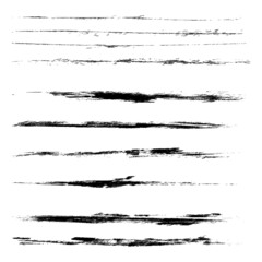 Brush Stroke Collection . Grunge lines . Vector stripes . Distressed Black dividers . set of dirty Textured shape .scratches for your design.